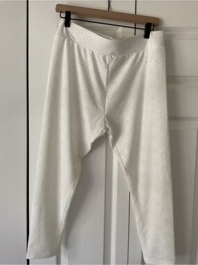 Logo Layers White Eyelet see through Leggings